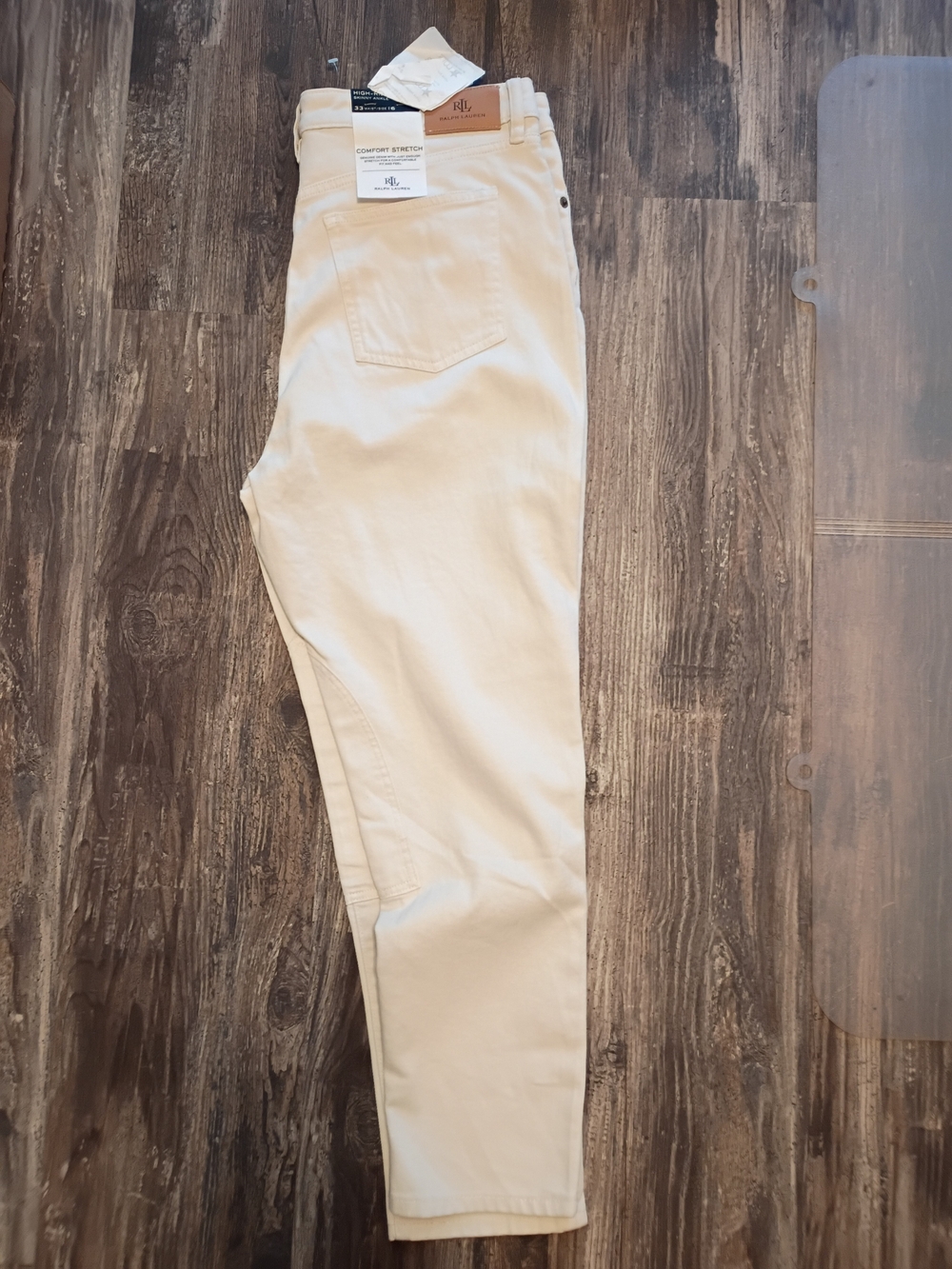Ralph Lauren High-Rise Beige Denim Comfort Jeans Women's Size 16 New
